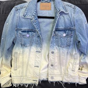 BLANKNYC Ombré Embroidered Stars Jean Jacket (XS)